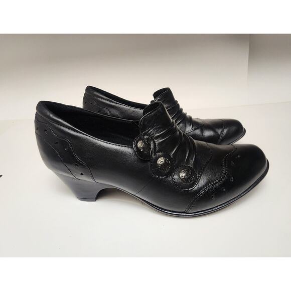 Cobb Hill by New Balance Black Leather Ankle Booties Heels Shoes 8W - Picture 1 of 7